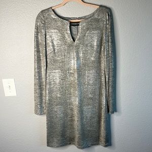 Silver Threaded Long Sleeve Dress